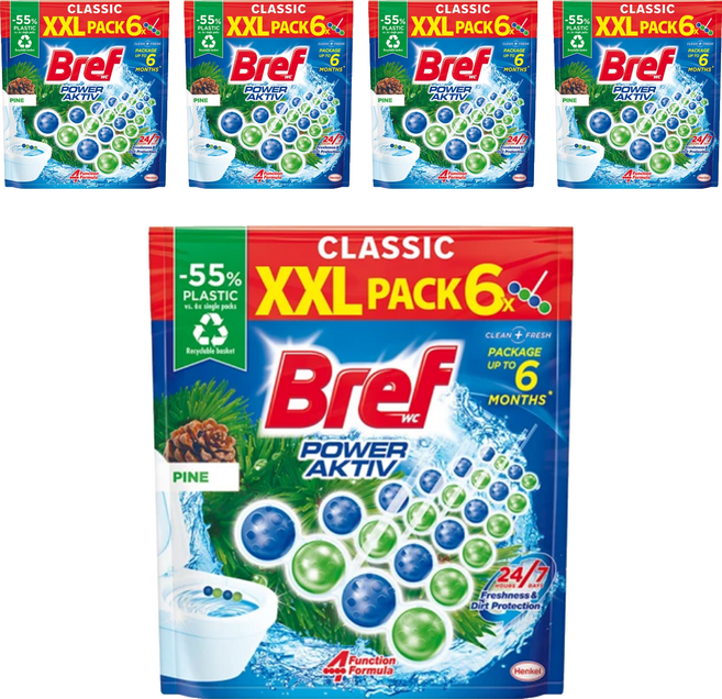 Bref 妙力 台灣公司貨 懸掛式馬桶清潔球 松樹, 5包, 300g