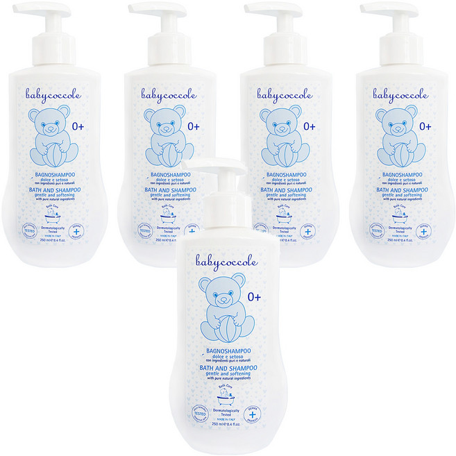 babycoccole 寶貝可可麗 2合1洗髮沐浴露, 5瓶, 250ml