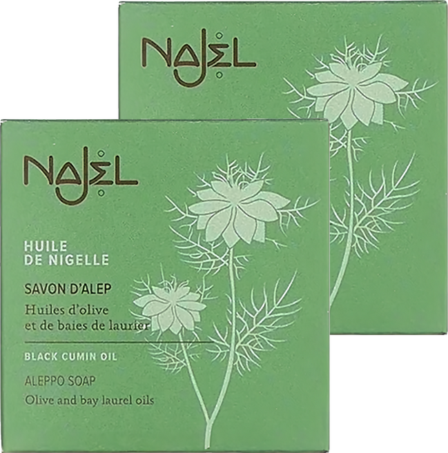 敘利亞NAJEL 娜爵 台灣公司貨 阿勒坡手工古皂 黑種籽草油, 100g, 2個