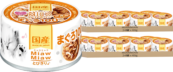 Miaw Miaw 樂妙喵貓罐頭 鮪魚加雞胸肉, 48罐, 60g, 鮪魚 + 雞胸肉