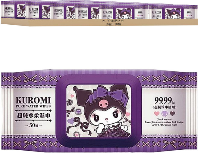KUROMI 酷洛米 超純水柔濕巾 加蓋, 30張, 10包