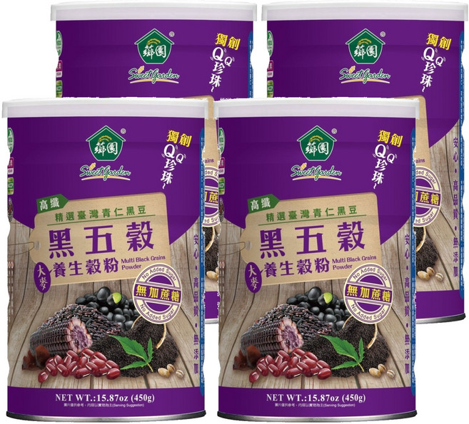 薌園 黑五穀養生穀粉, 450g, 4罐