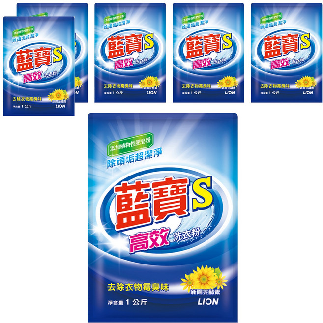 藍寶 S 高效洗衣粉, 1kg, 1入, 6袋