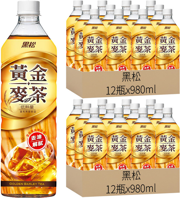 黑松 黃金麥茶, 980ml, 24瓶