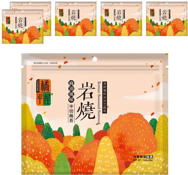 橘平屋 岩燒半切海苔 麻油風味, 40g, 6包