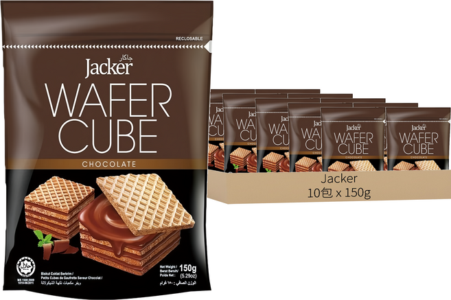 Jacker 巧克力方形威化酥, 150g, 10包