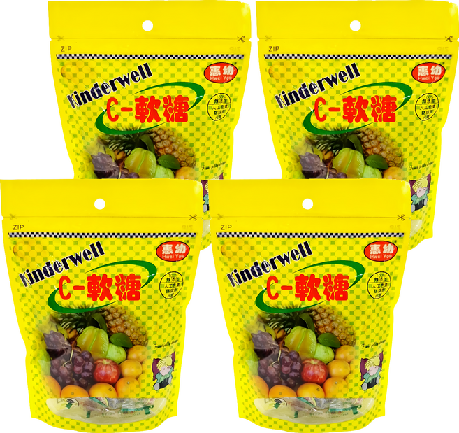 Hwei Yow 惠幼 QQ C 軟糖 水果風味, 120g, 4包
