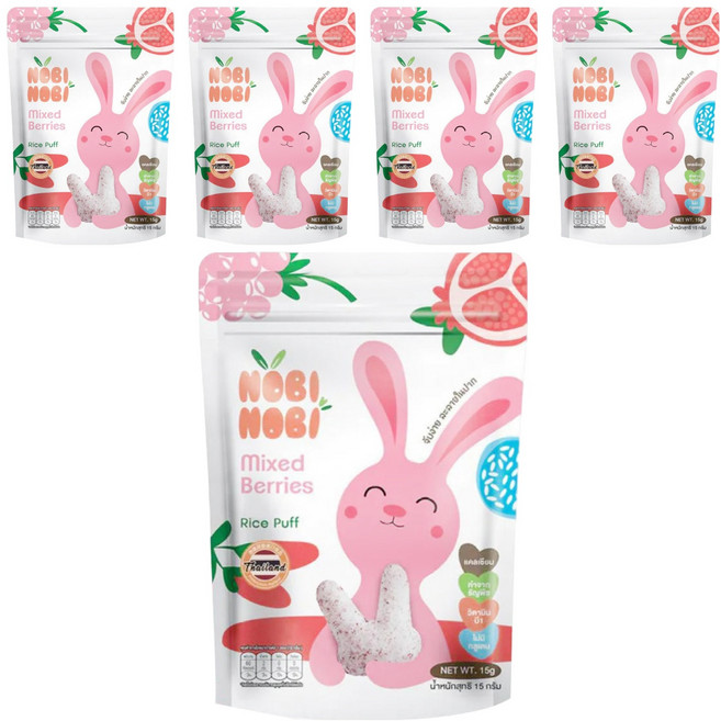 NOBI NOBI 娜比 兔兔小米菓, 15g, 5包, 綜合莓果