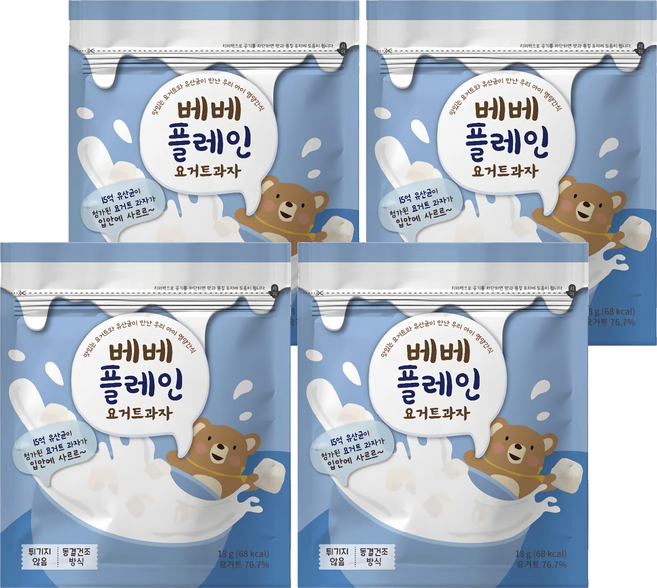 BEBE 貝兒 乳酸菌水果球, 牛奶, 18g, 4包