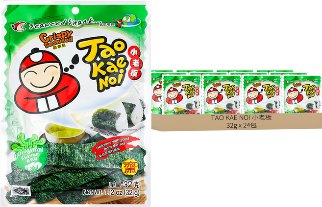 TAO KAE NOI 小老板 厚片海苔 原味, 32g, 24包