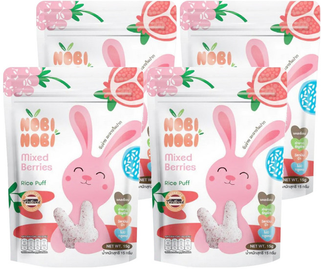 NOBI NOBI 娜比 兔兔小米菓, 15g, 4包, 綜合莓果