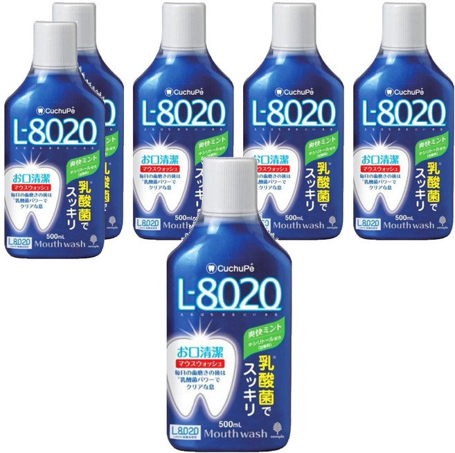 CuchuPe 勁爽薄荷乳酸菌漱口水 含酒精 L-8020, 500ml, 6瓶
