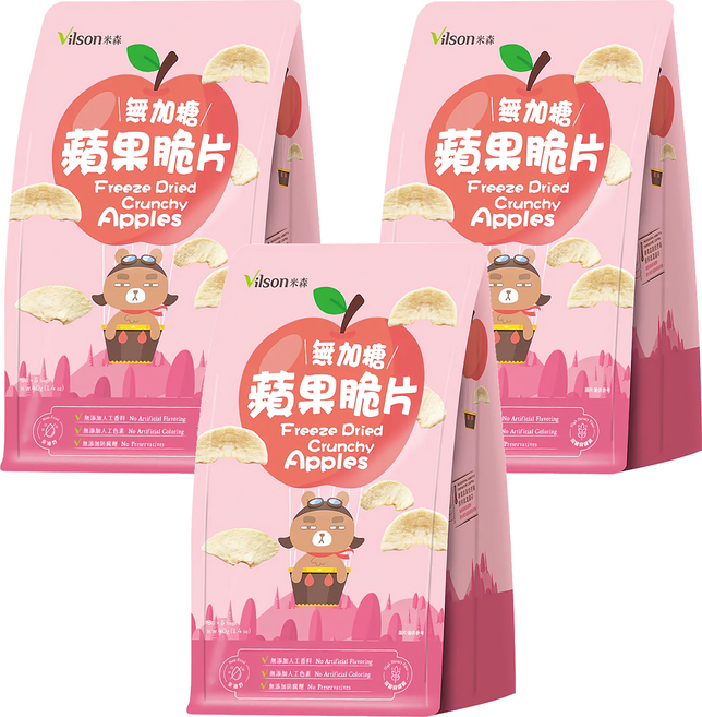 Vilson 米森 無加糖蘋果脆片, 40g, 3袋