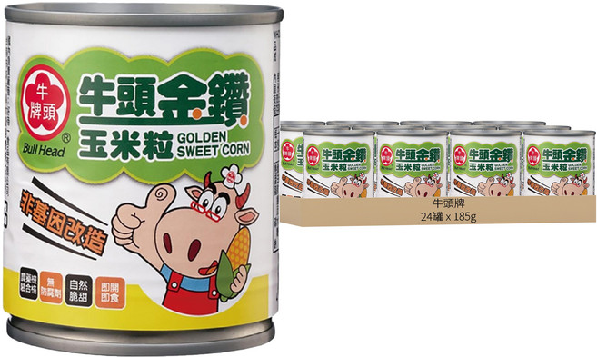 牛頭牌 金鑽玉米粒, 185g, 24罐