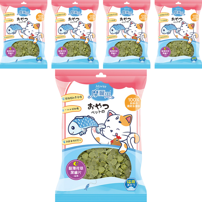 Mores 摩爾思 貓薄荷草潔牙片, 5個, 貓草, 40g