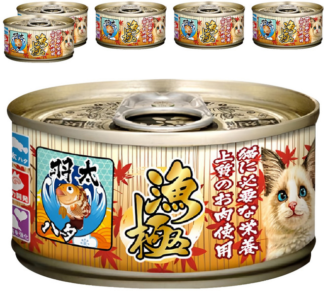 Akika 漁極 無榖主食貓罐, 鮪魚 + 石斑, 80g, 6罐