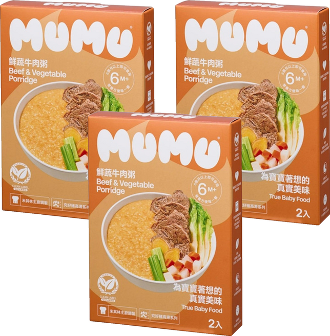 MUMU 寶寶粥 2入, 鮮蔬牛肉, 150g, 3盒
