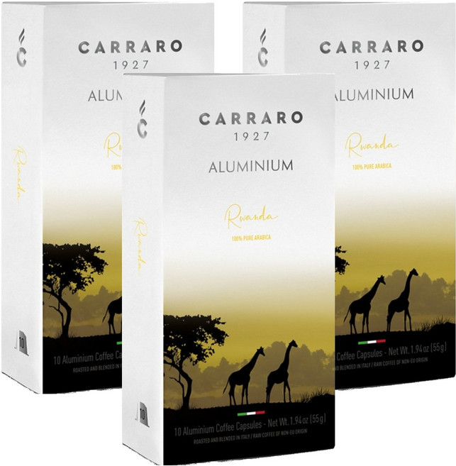 CARRARO 盧安達 RWANDA 咖啡膠囊 適用Nespresso Original 膠囊咖啡機, 5.5g, 10入, 3個