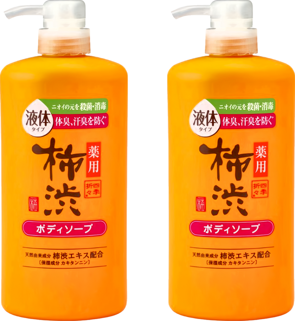 四季應時 柿 沐浴露 溫和潔淨 去除異味 全家適用, 600ml, 2瓶