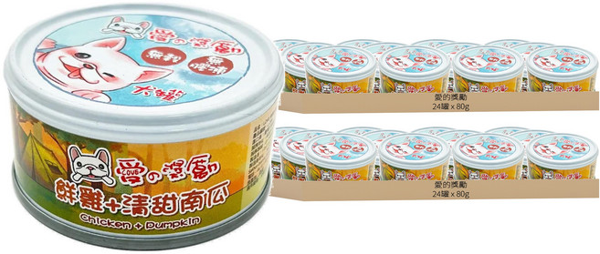愛的獎勵 全齡犬 無穀無膠凍狗罐頭, 鮮雞 + 清甜南瓜, 80g, 48罐
