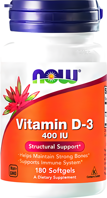 NOW Foods 維他命D, 180顆, 1罐