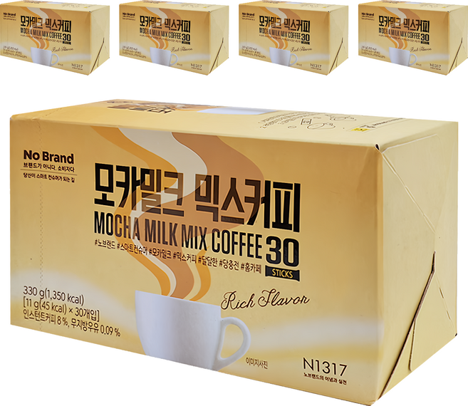 No Brand 三合一摩卡牛奶咖啡, 11g, 30條, 5盒