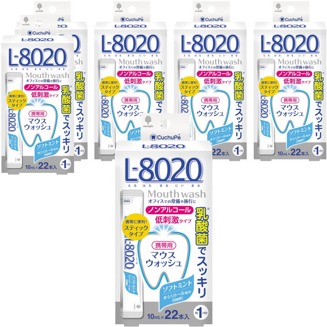 novopin 日本 L8020 清涼薄荷乳酸菌漱口水 22入 不含酒精, 220ml, 6盒
