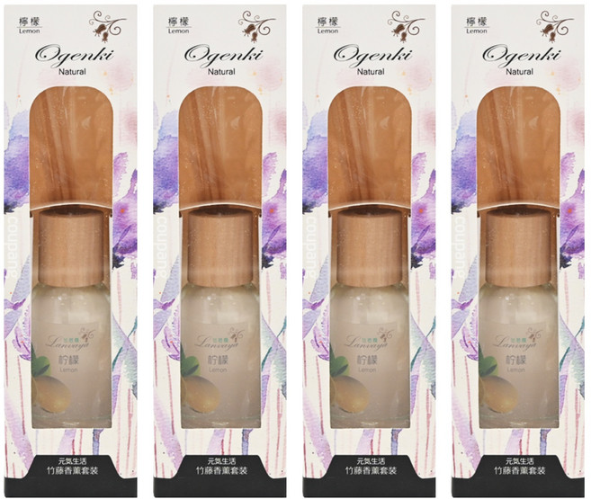 Ogenki 元氣生活 竹藤香薰套裝, 檸檬, 30ml, 4盒