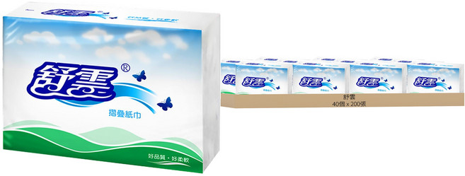 舒雲 三折擦手紙, 40個, 200張