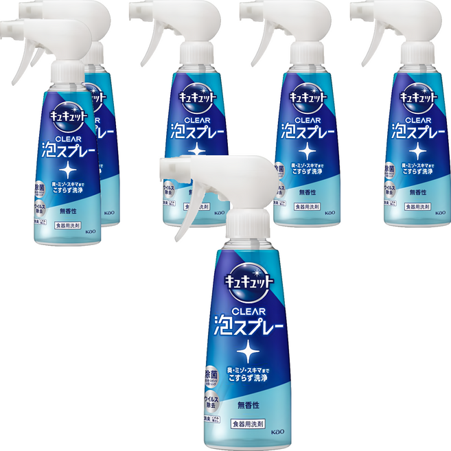 Kao 花王 Cucute 珂珂透 噴槍型泡泡洗碗精 無香, 280ml, 6瓶