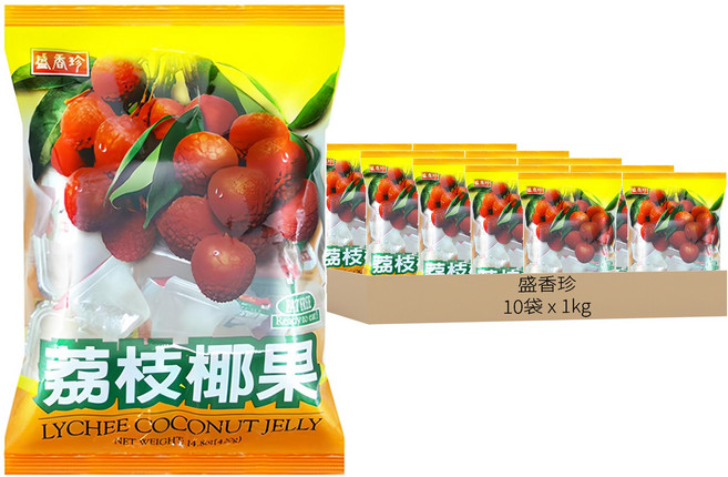 盛香珍 蒟蒻椰果 荔枝, 1kg, 10袋
