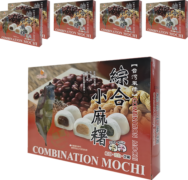 Chiao-E 巧益 綜合麻糬 紅豆 + 花生 + 芝麻, 225g, 6盒