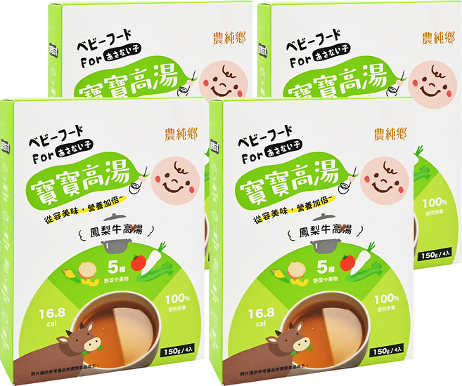 農純鄉 寶寶高湯 鳳梨牛 6個月以上 4包, 600g, 4盒