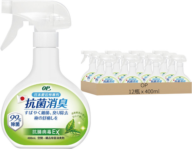 OP 日本 愛岩柿除菌消臭噴霧 抗病毒, 400ml, 12瓶