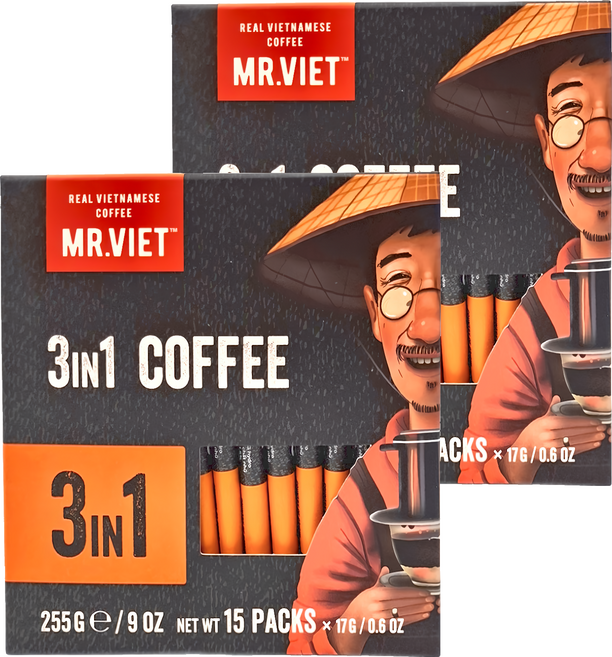 MR.VIET 三合一即溶咖啡粉, 17g, 15條, 2盒