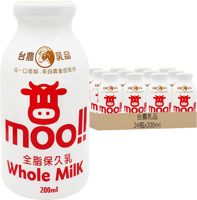 台農乳品 保久乳 原味全脂, 200ml, 24瓶