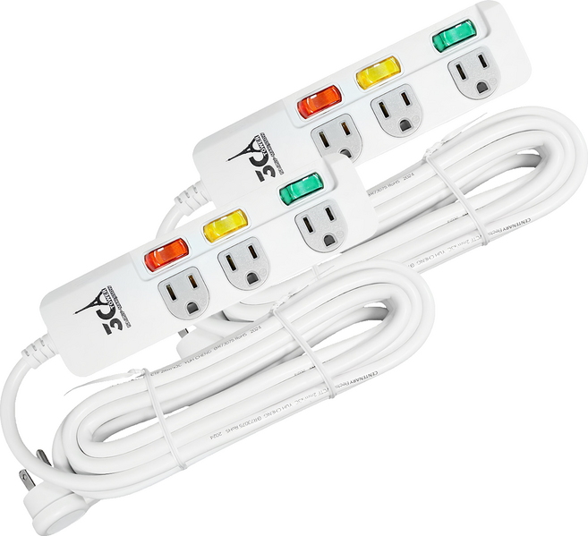 3切3座3P斜角延長線 15尺, 4.5m, 2條, 白色
