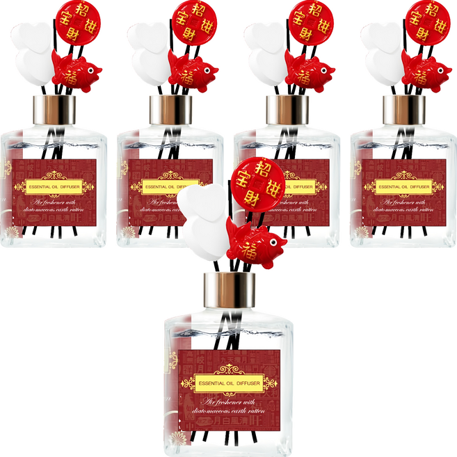 QiMart 迎春納福香氛珪藻擴香瓶 480g, 純棉麝香, 200ml, 5件