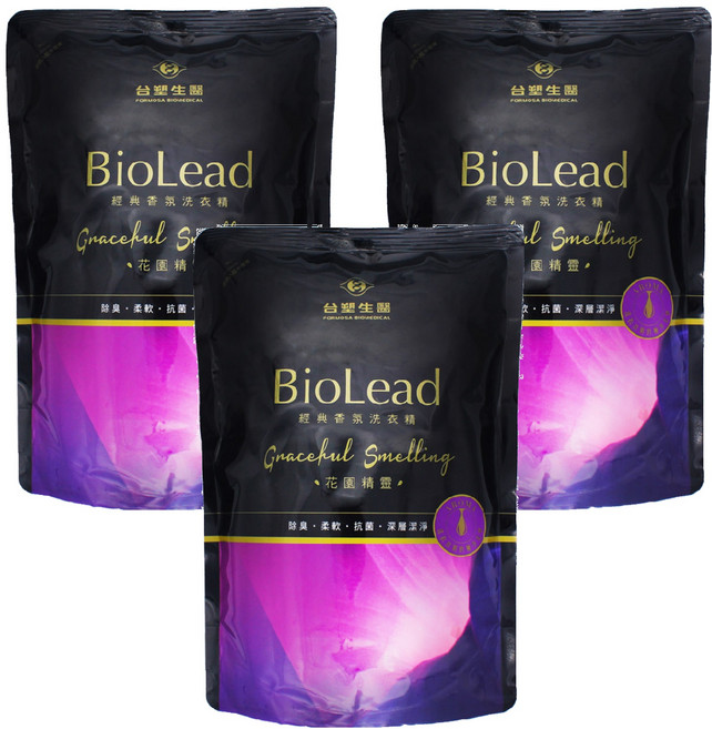 台塑生醫 BioLead 香氛洗衣精 花園精靈 補充包, 1.8kg, 3袋
