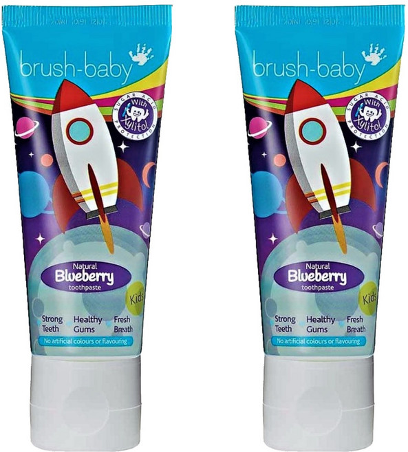 brush-baby 太空探險木糖醇牙膏 天然藍莓 3歲以上, 50ml, 2條