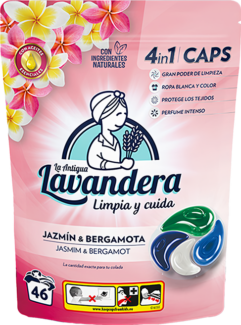 La Antigua Lavandera 拉娜 4合1洗衣膠囊 茉莉與佛手柑, 46顆, 1袋