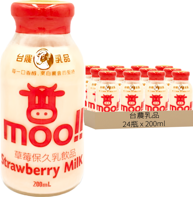 台農乳品 保久乳 草莓口味, 200ml, 24瓶
