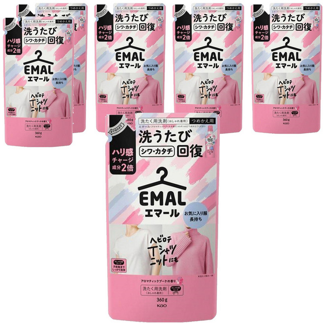 Kao 花王 EMAL 精致洗 護色防縮洗衣精 補充包 芬芳花香, 6包, 360g