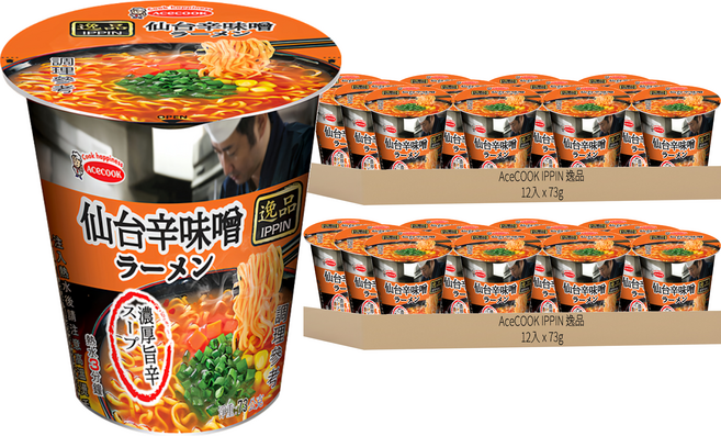 AceCOOK IPPIN 逸品 仙台辛味噌風味麵 73g, 24入