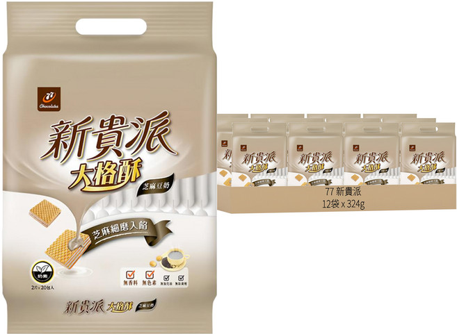 77 新貴派 大格酥 芝麻豆奶, 324g, 12袋
