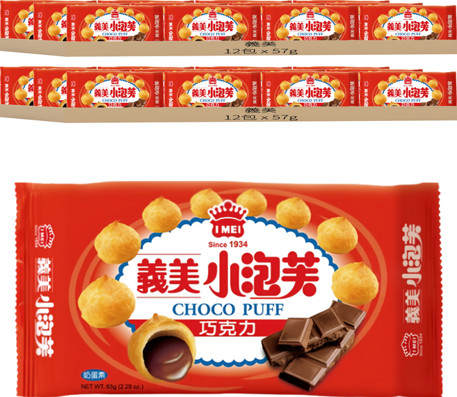 義美 小泡芙 經典巧克力, 57g, 24包