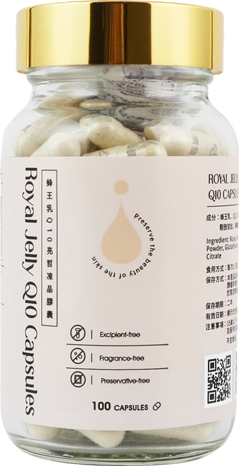 Chyuan Fa 泉發蜂蜜 蜂王乳Q10亮皙凍晶膠囊, 100顆, 500mg, 1罐