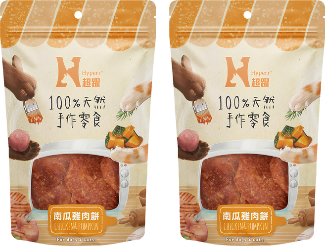 Hyperr 超躍 手作寵物零食/貓狗零食/原肉零食, 南瓜雞肉餅, 100g, 2包