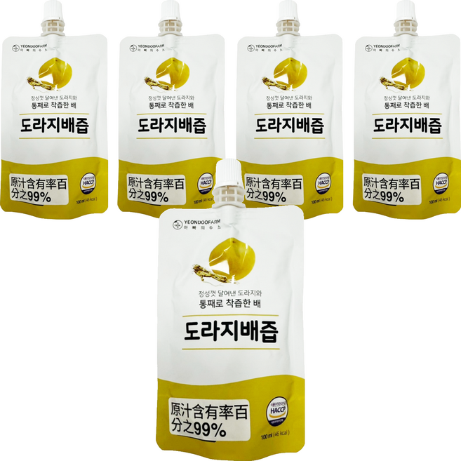YEONDOOFARM 水梨及桔梗汁, 5包, 100ml