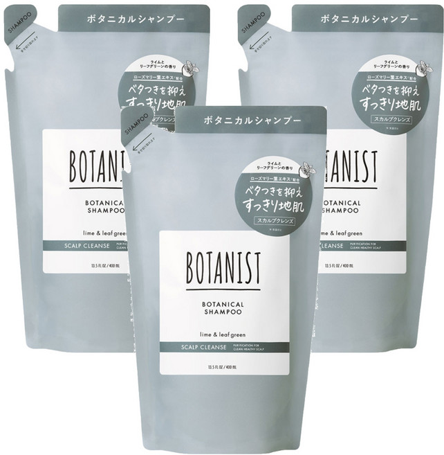BOTANIST 頭皮清潔洗髮乳 補充包 萊姆 + 綠葉, 400ml, 3件